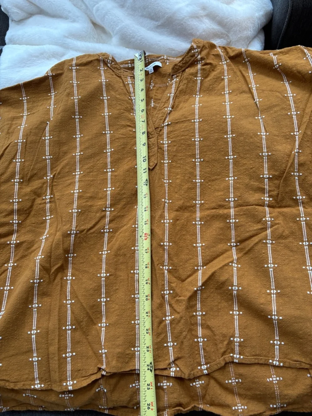 018 Madewell Rust V-Neck Tunic Top with White Stitching - Picture 6 of 6